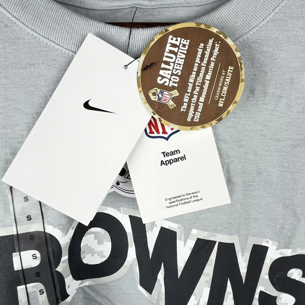 Cleveland Browns Nike Shirt Mens Small Gray NFL Football Salute To‎ Service NEW